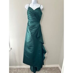 Bill Levkoff Emerald Green Satin Formal Gown Bridesmaid Dress Size 2‎